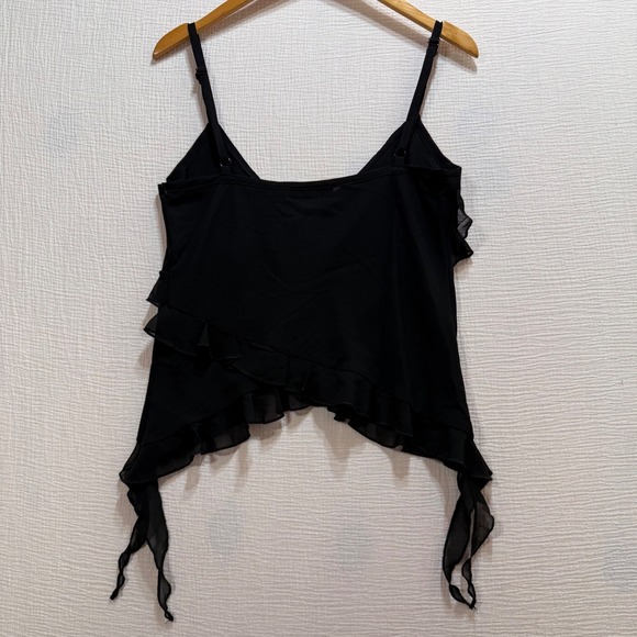 Emerson Lang Black Ruffle‎ Asymmetrical Cami Tank Top Women's L Fairy Grunge - Picture 3 of 10